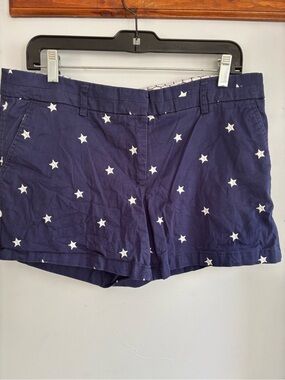 British Khaki Navy Star Embroidered Cotton Shorts